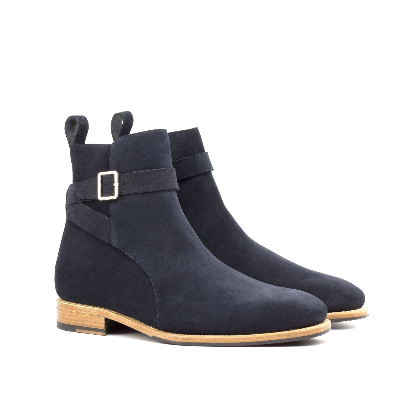 Jodhpur Boot in Navy Lux Suede, front three-quarter view