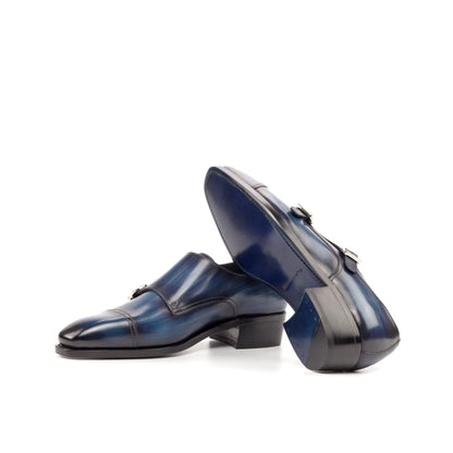 Double Monk Strap in Denim Patina Box Calf showing ultramar leather sole