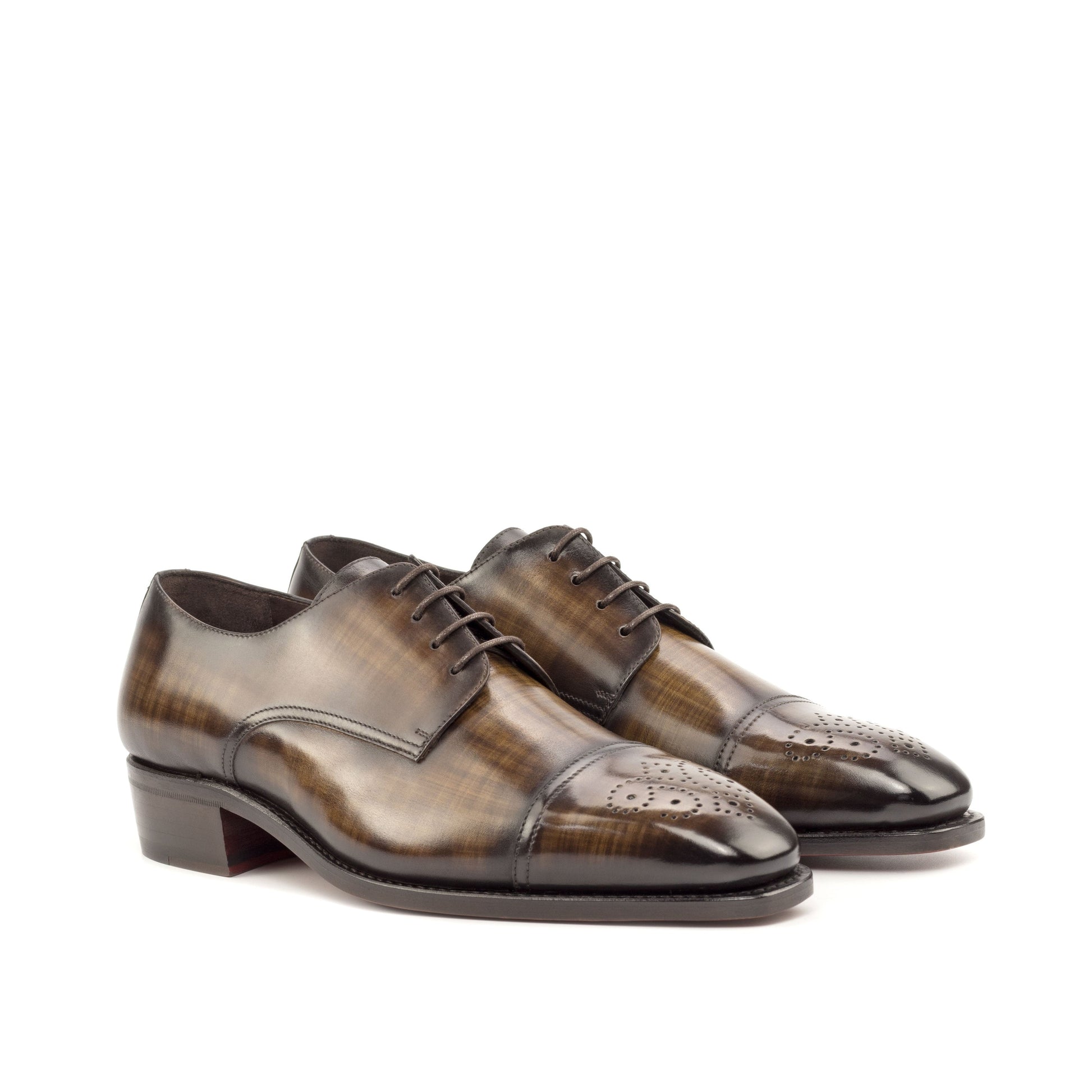 Derby in Brown Patina Box Calf, front three-quarter view
