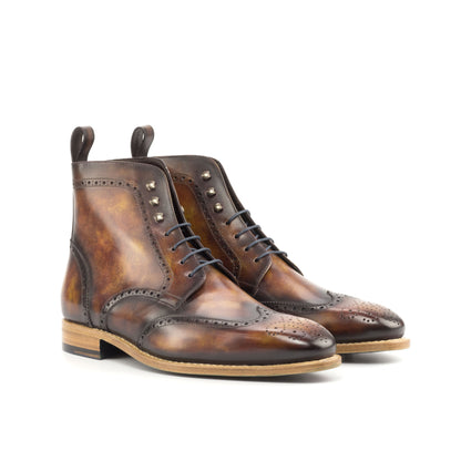 Wingtip Boot in Fire Museum Patina Box Calf, front three-quarter view