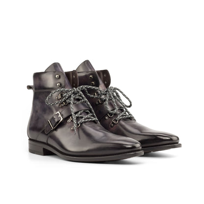 Hiking Boot in Aubergine Museum Patina Box Calf, front three-quarter view