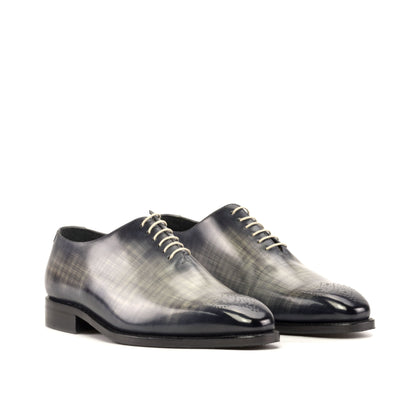 Wholecut Oxford in Grey Patina Box Calf, front three-quarter view