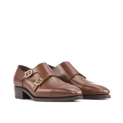 Double Monk Strap in Black Box Calf, front three-quarter view