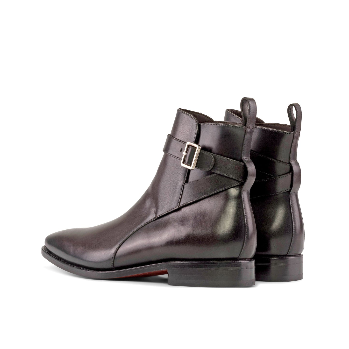 Jodhpur Boot in Burnished Dark Brown Box Calf, rear three-quarter view