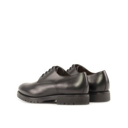 Derby in Black Painted Box Calf, rear three-quarter view