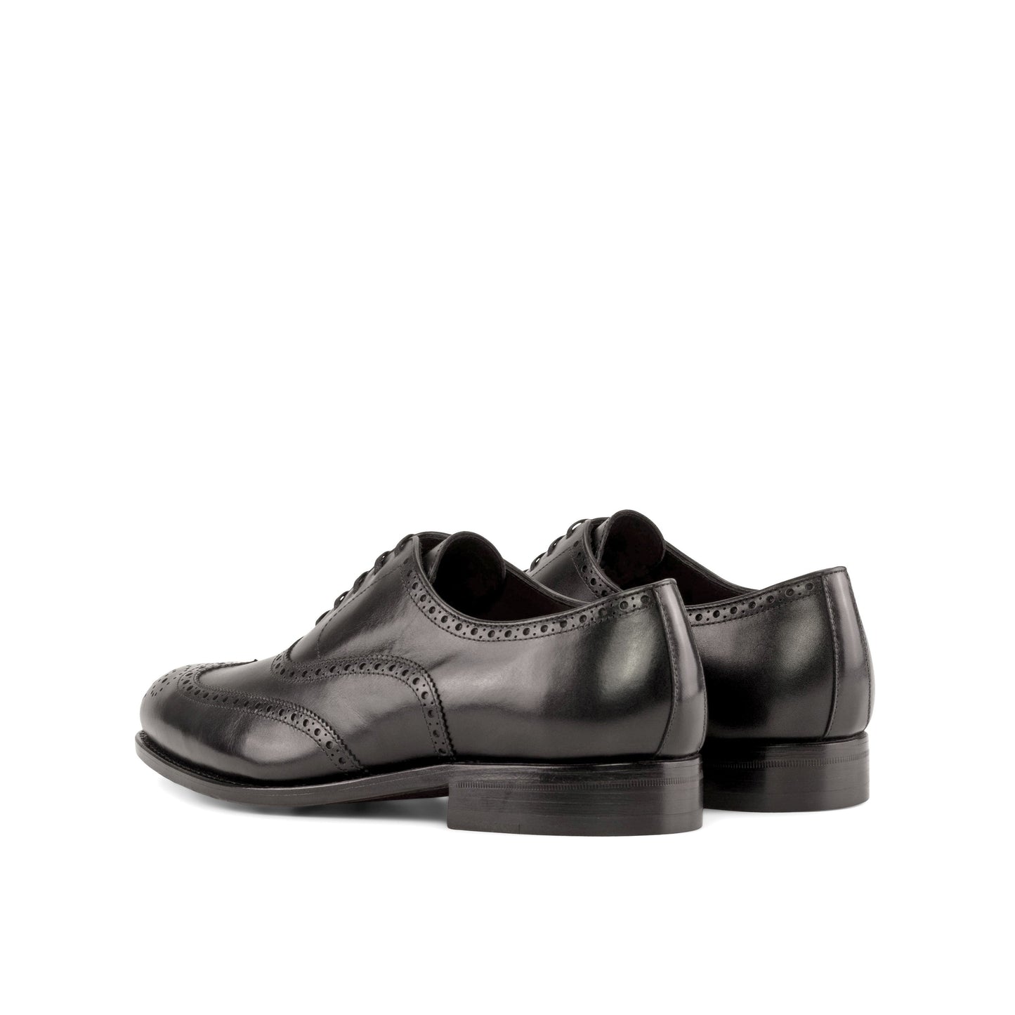 Wingtip Oxford in Black Box Calf, rear three-quarter view