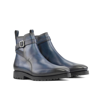 Jodhpur Boot in Navy Painted Box Calf, front three-quarter view