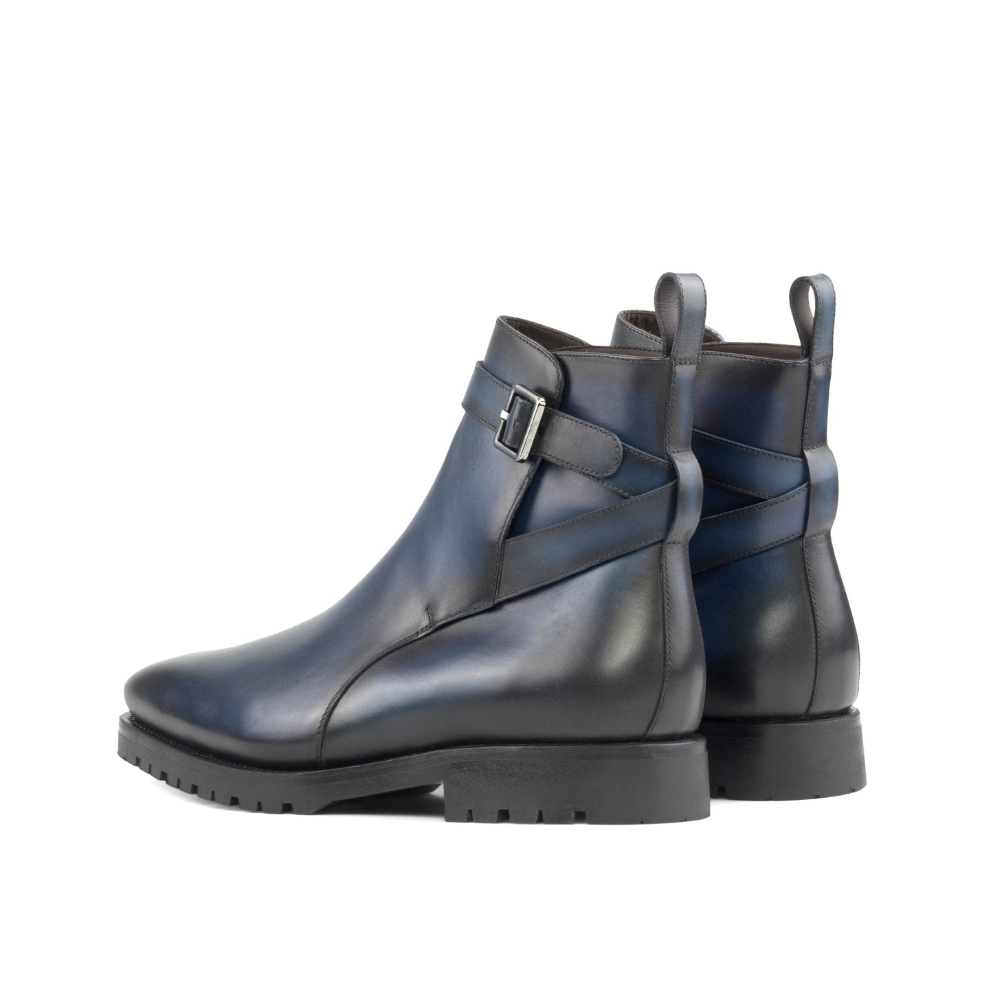 Jodhpur Boot in Navy Painted Box Calf, rear three-quarter view
