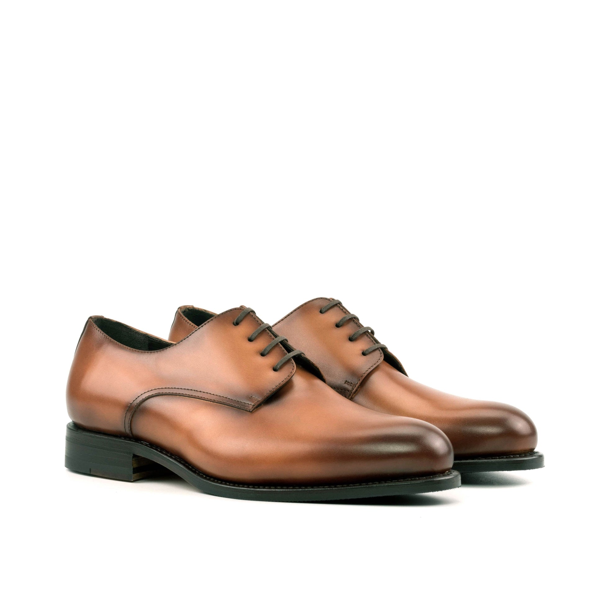 Derby in Cognac Painted Box Calf, front three-quarter view