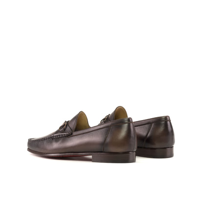 Moccasin Bit Loafer in Dark Brown Nappa Leather, rear three-quarter view