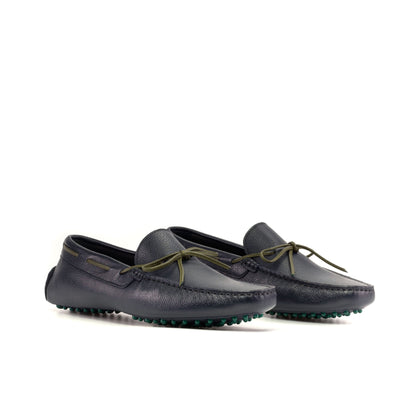 Driver Bow in Navy Full-Grain Box Calf, front three-quarter view