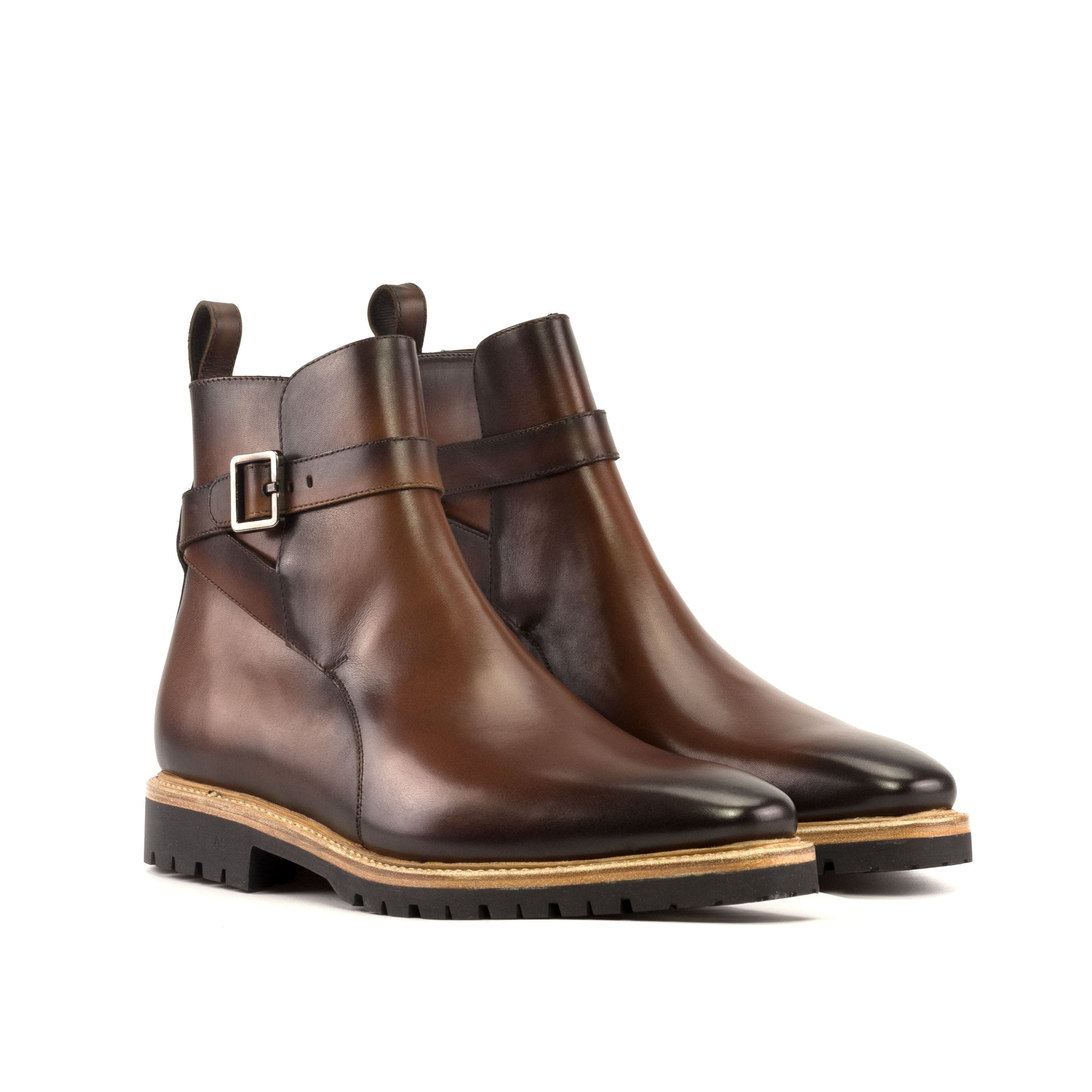 Jodhpur Boot in Burnished Cognac Painted Box Calf, front three-quarter view