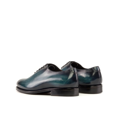 Wholecut Oxford in Turquoise Patina Box Calf, rear three-quarter view