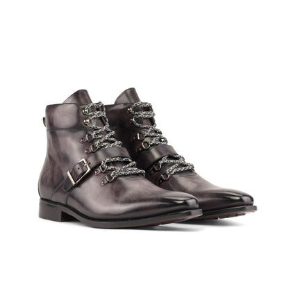 Hiking Boot in Aubergine Museum Patina Box Calf, front three-quarter view