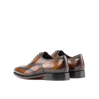 Wingtip Oxford in Fire Museum Patina Box Calf, rear three-quarter view