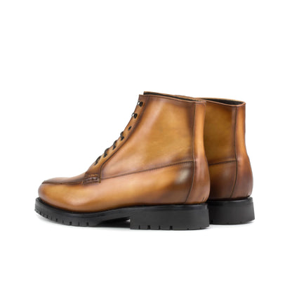 Moc Toe Boot in Cognac Painted Box Calf, rear three-quarter view