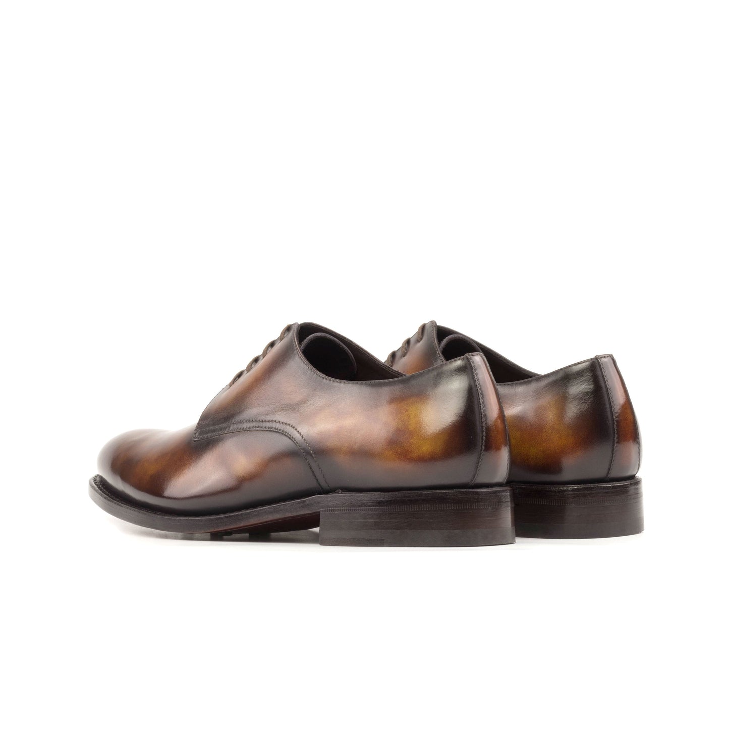 Derby in Fire Museum Patina Box Calf, rear three-quarter view