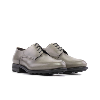 Derby in Grey Painted Box Calf, front three-quarter view