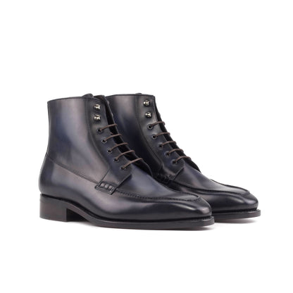 Moc Toe Boot in Burnished Navy Box Calf, front three-quarter view