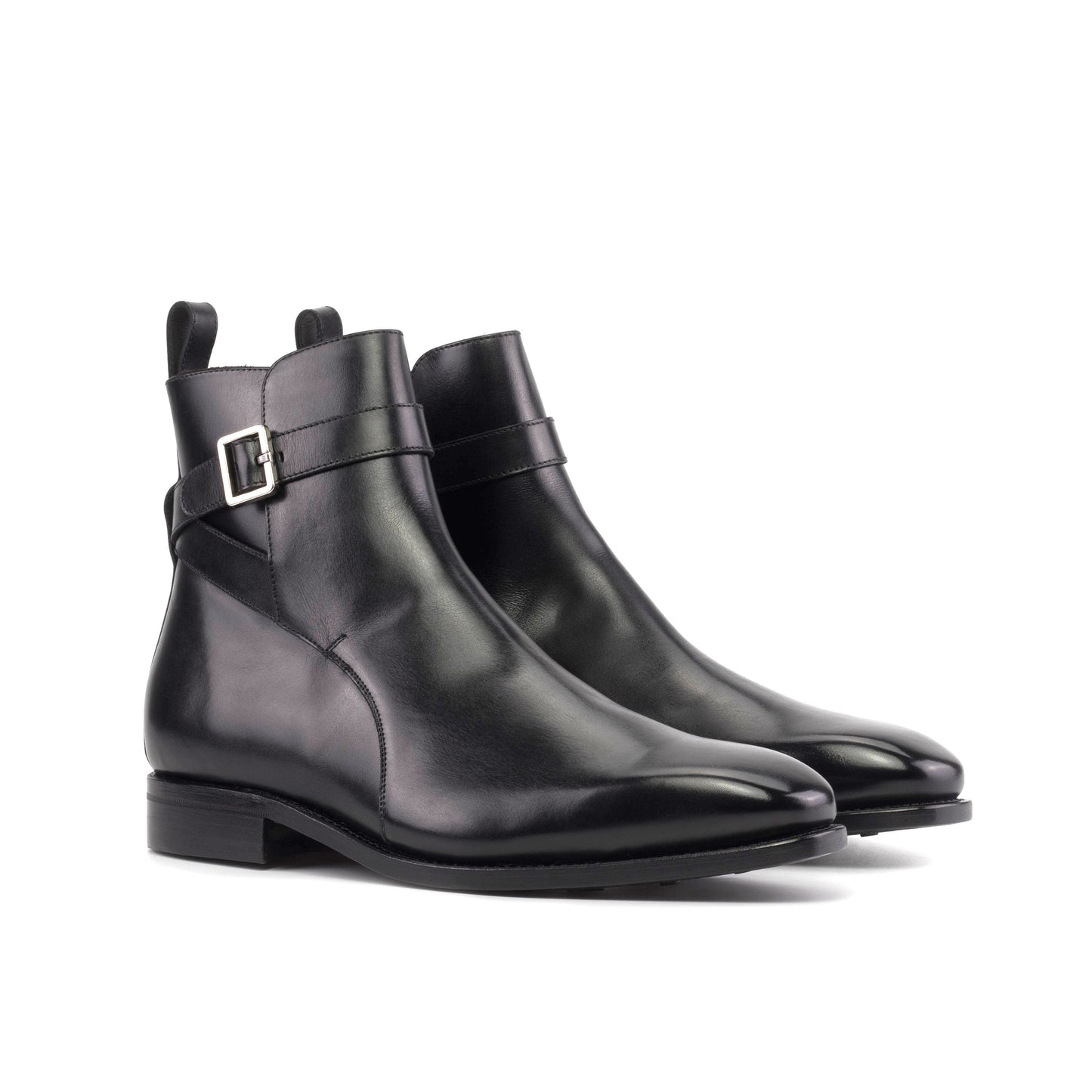 Jodhpur Boot in Black Painted Box Calf, front three-quarter view