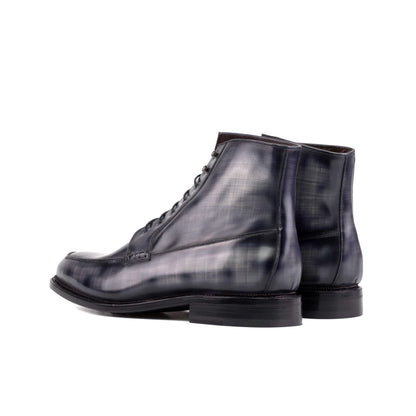 Moc Toe Boot in Grey Patina Box Calf, rear three-quarter view