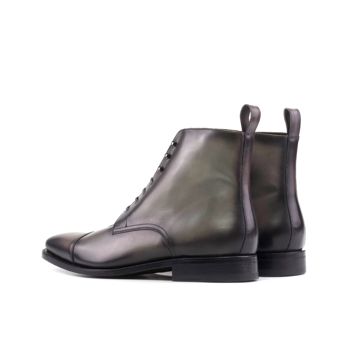 Jumper Boot in Grey Painted Box Calf, rear three-quarter view