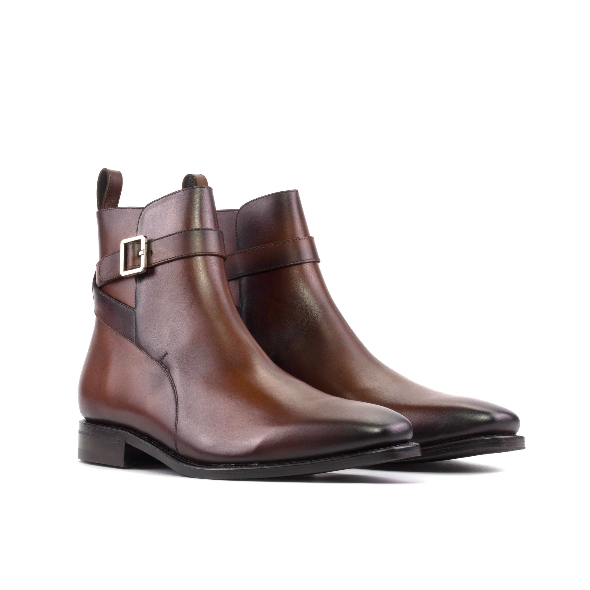 Jodhpur Boot in Burnished Burgundy Box Calf, front three-quarter view