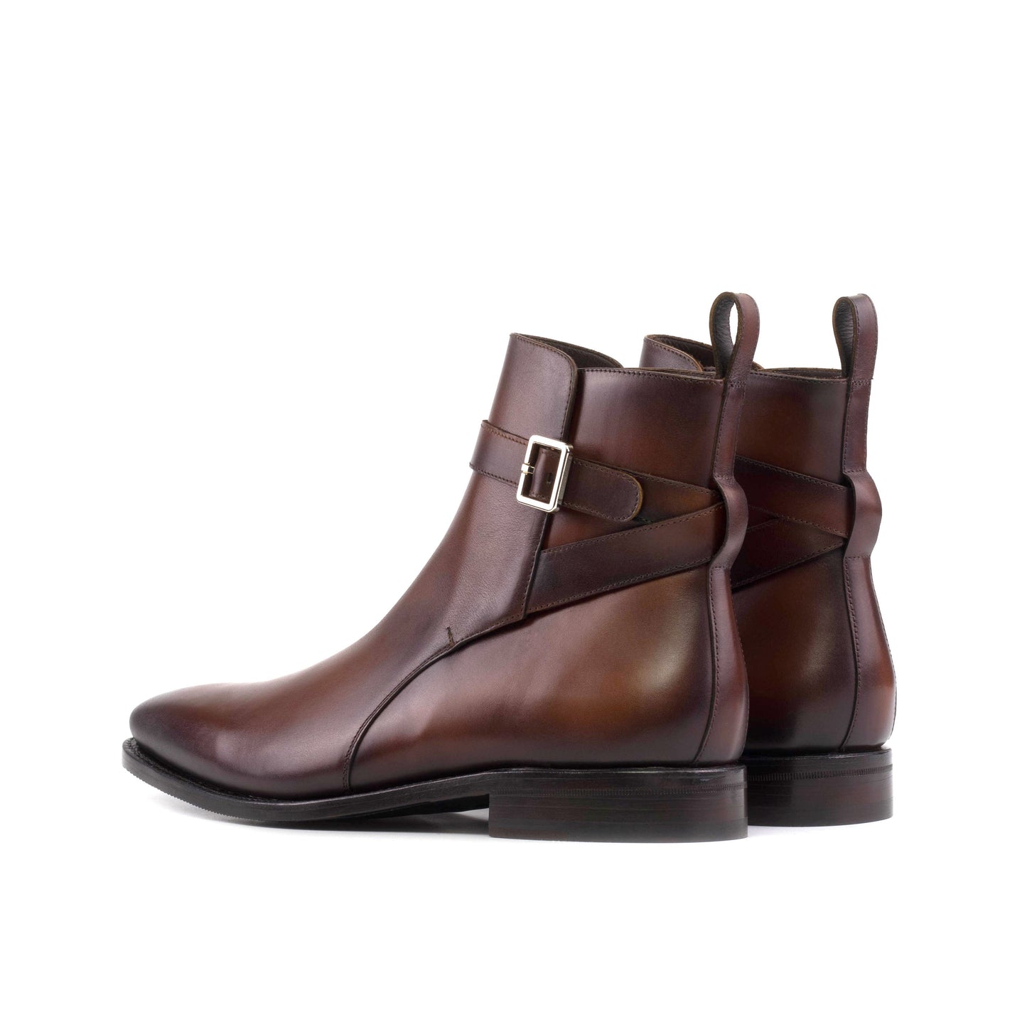 Jodhpur Boot in Burnished Burgundy Box Calf, rear three-quarter view