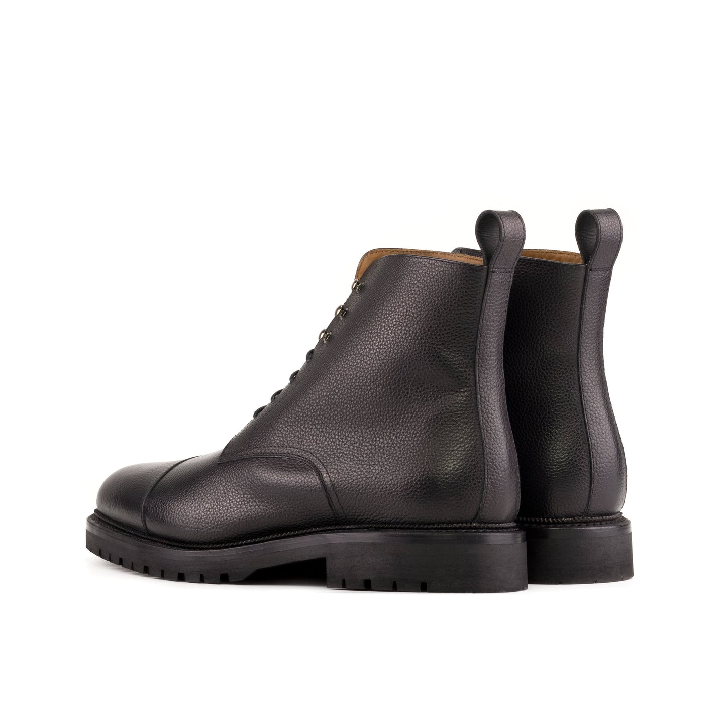 Jumper Boot in Black Painted Full-Grain Box Calf, rear three-quarter view