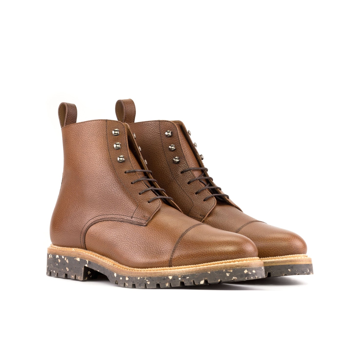 Jumper Boot in Medium Brown Painted Full-Grain Box Calf, front three-quarter view