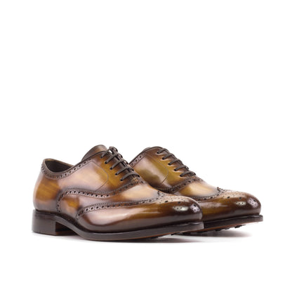 Wingtip Oxford in Cognac Patina Box Calf, front three-quarter view