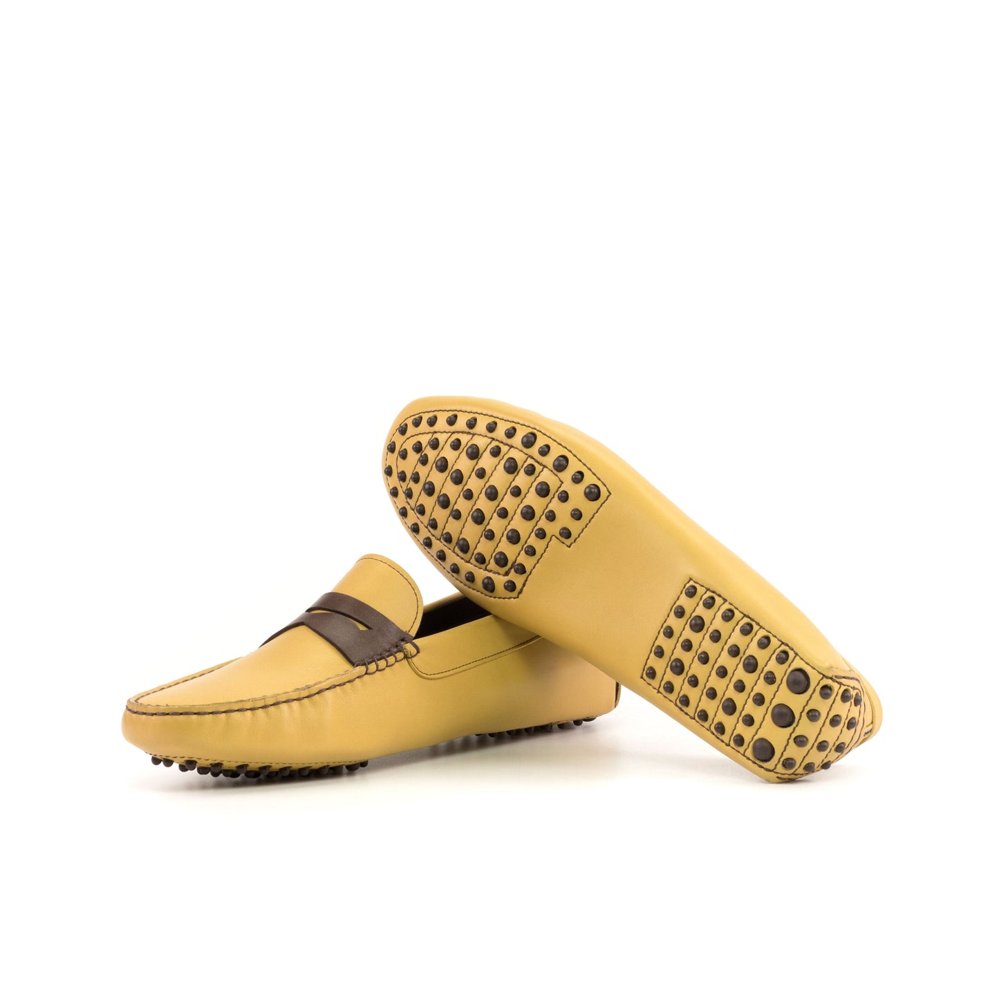 Driver Mask in Honey Nappa Leather and Dark Brown Nappa Leather, brown rubber pebble sole