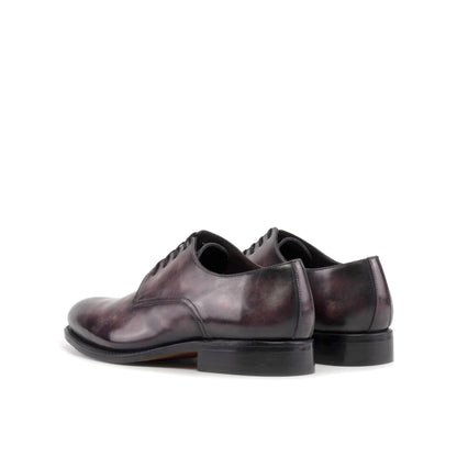 Derby in Aubergine Museum Patina Box Calf, rear three-quarter view