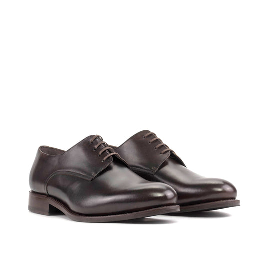 Derby in Dark Brown Painted Box Calf, front three-quarter view