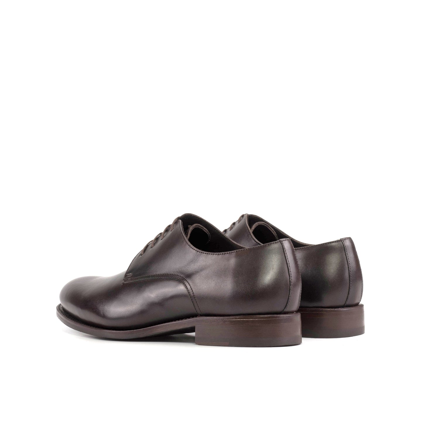 Derby in Dark Brown Painted Box Calf, rear three-quarter view