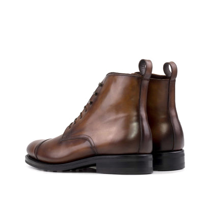 Jumper Boot in Medium Brown Painted Box Calf, rear three-quarter view