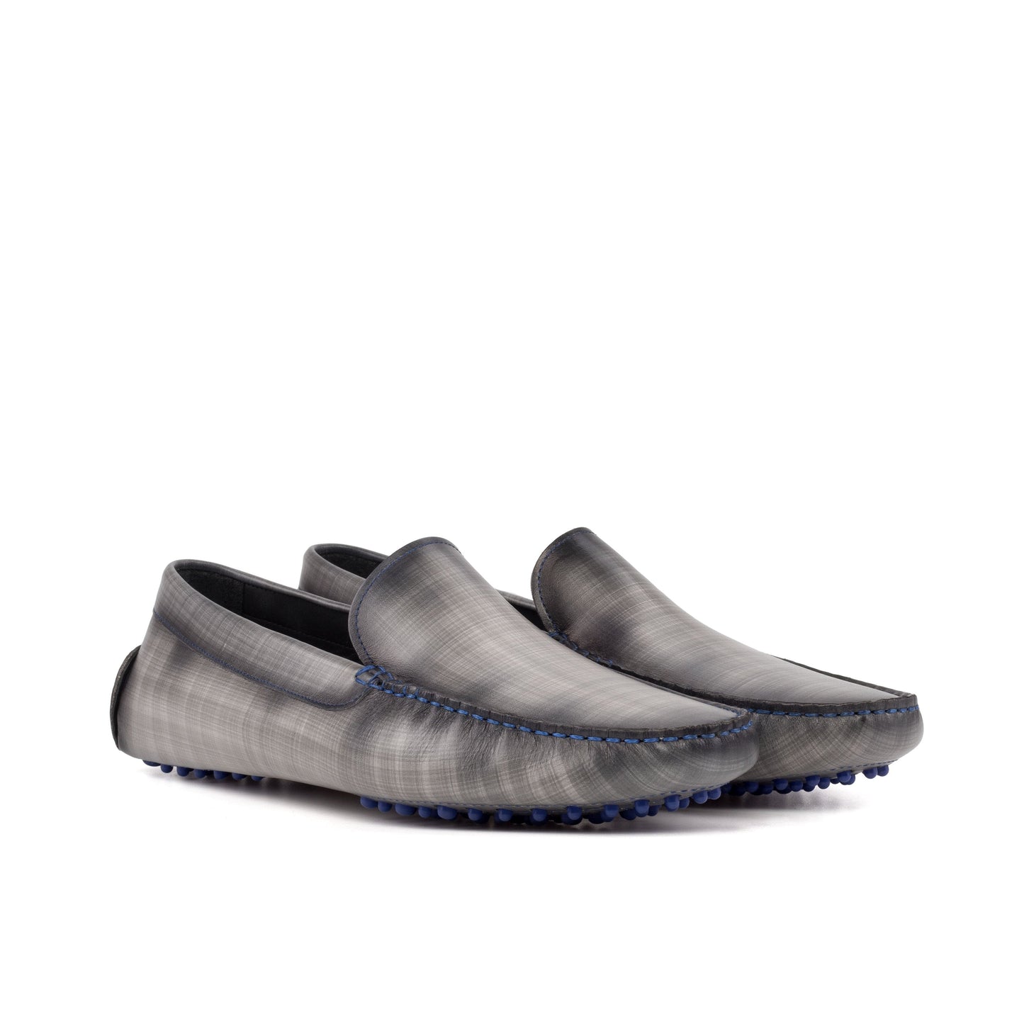 Driver in Grey Patina Box Calf, front three-quarter view