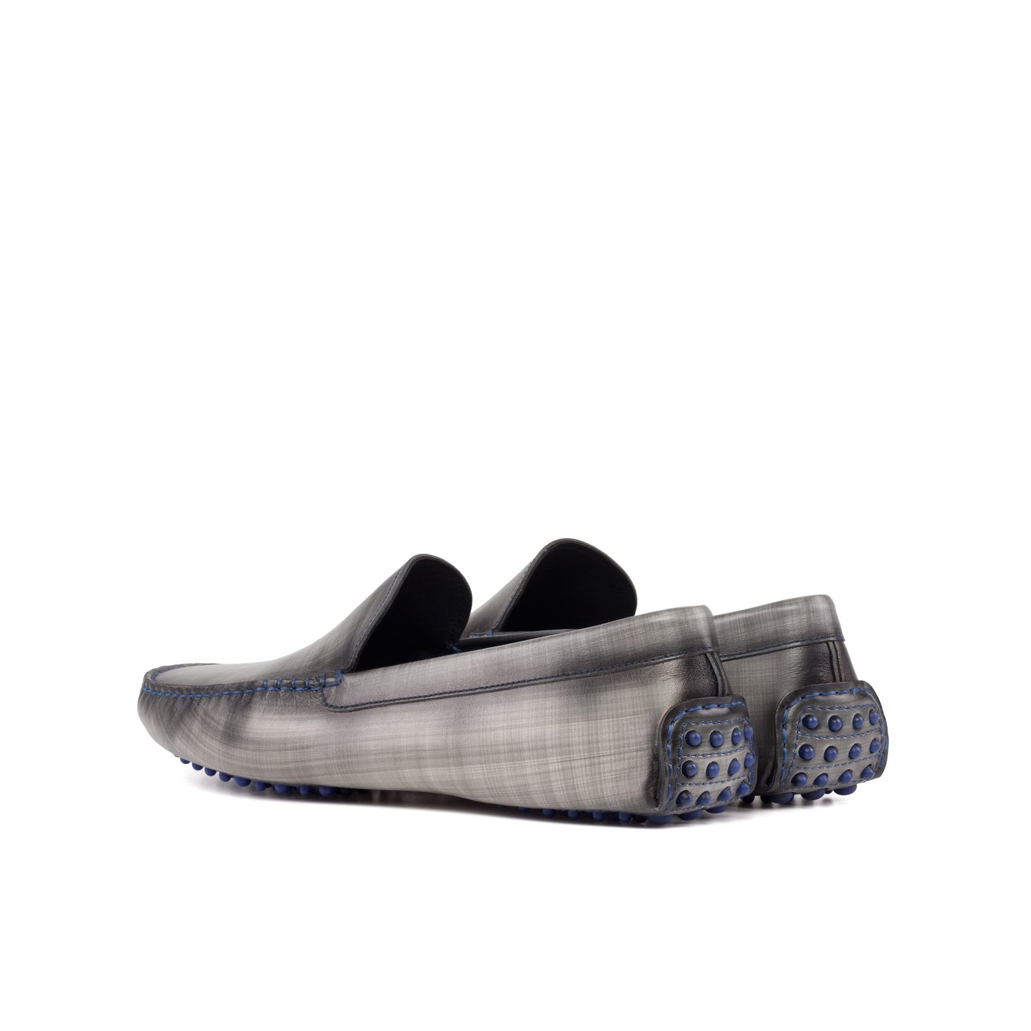 Driver in Grey Patina Box Calf, rear three-quarter view