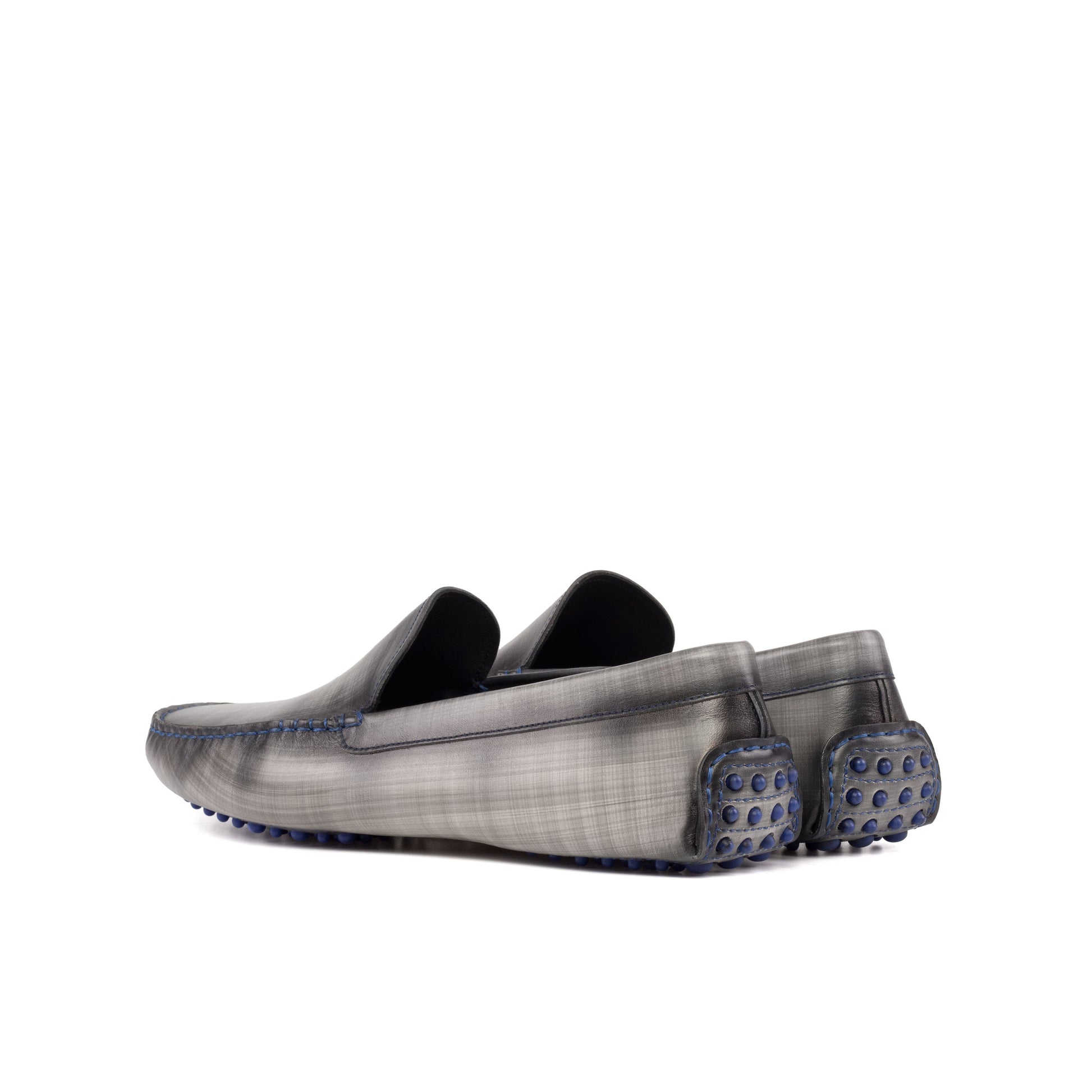 Driver in Grey Patina Box Calf, rear three-quarter view