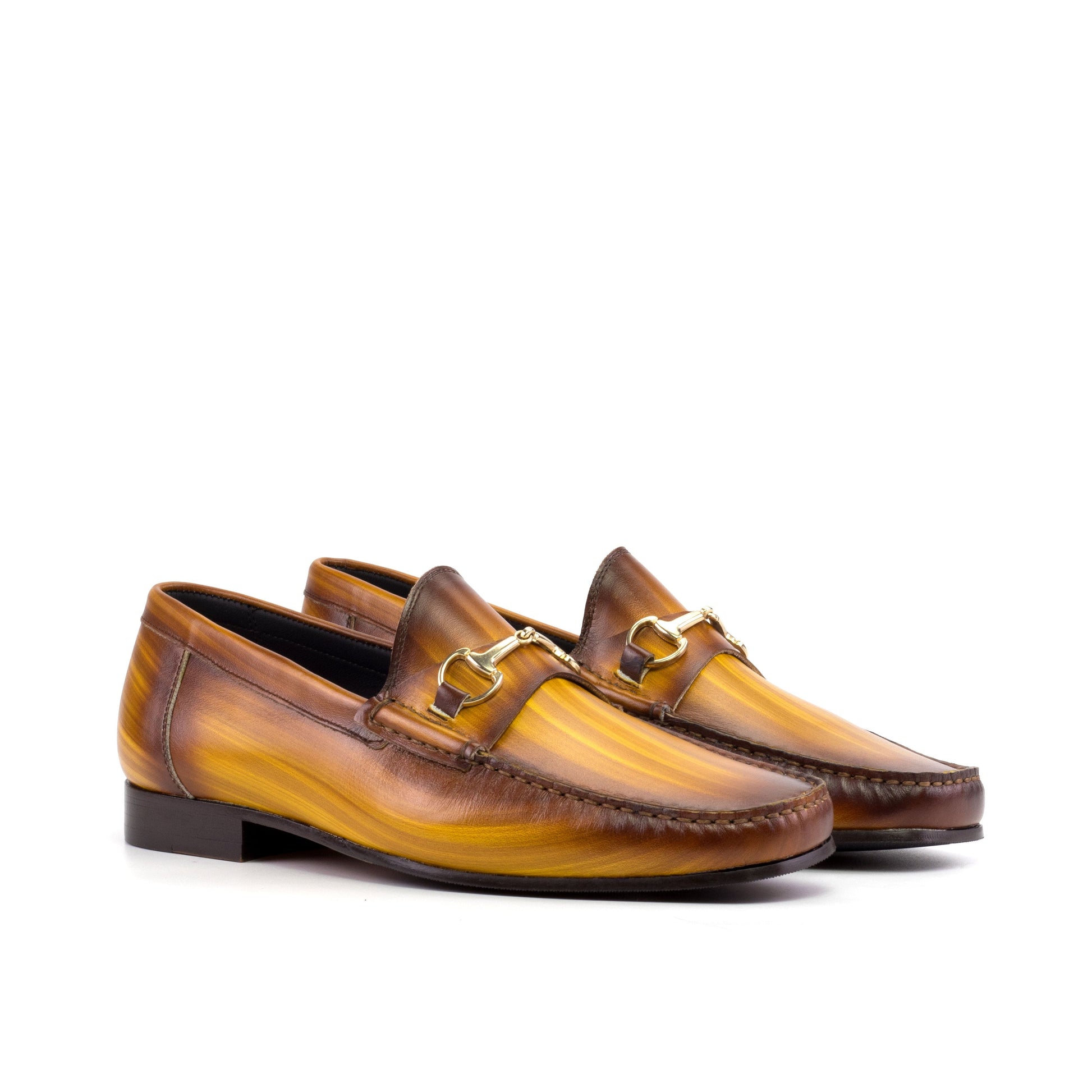 Moccasin Bit Loafer in Cognac Patina Box Calf, front three-quarter view