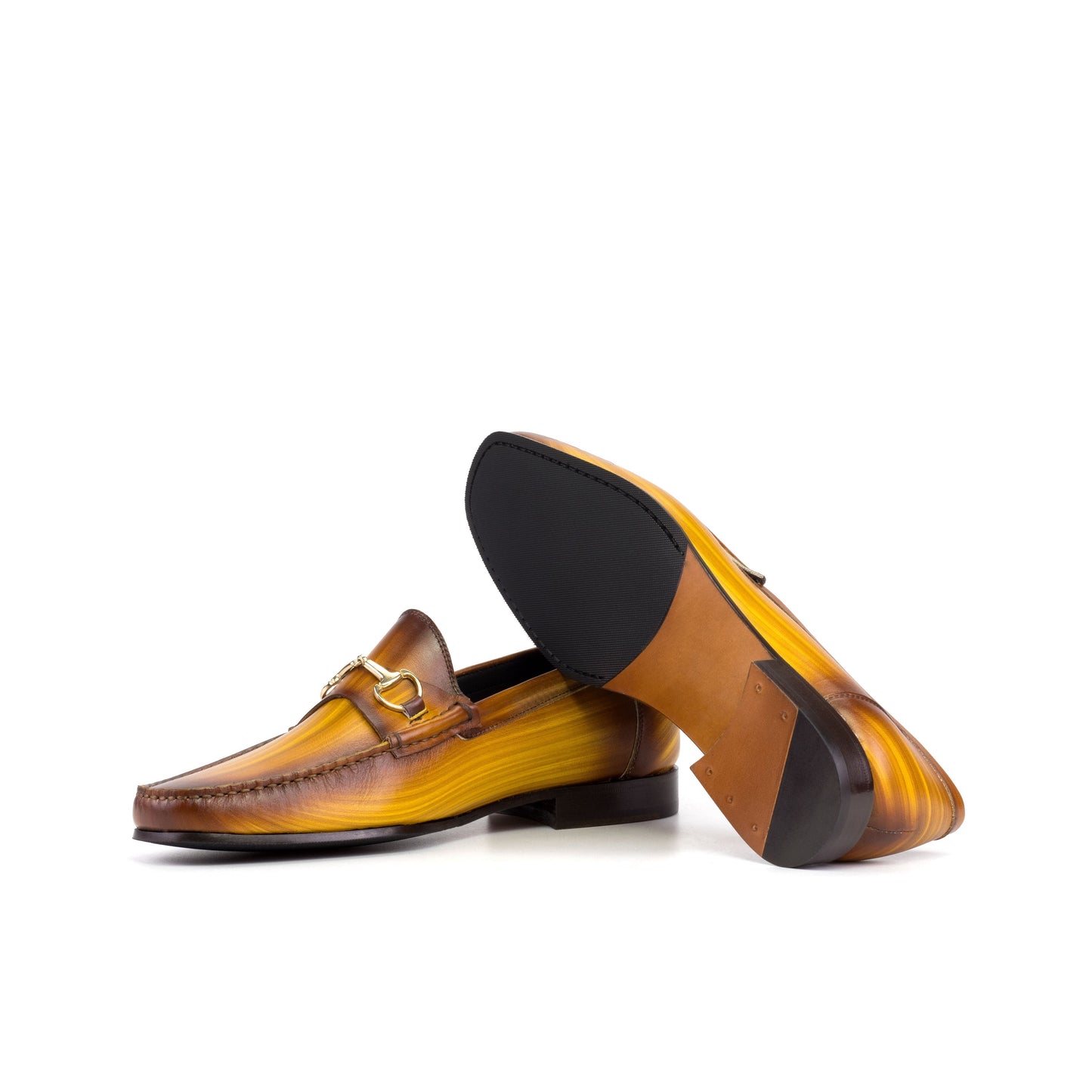 Moccasin Bit Loafer in Cognac Patina Box Calf, cognac mixed leather-rubber sole