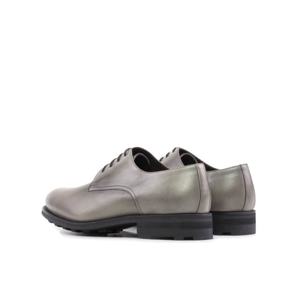 Derby in Grey Painted Box Calf, rear three-quarter view