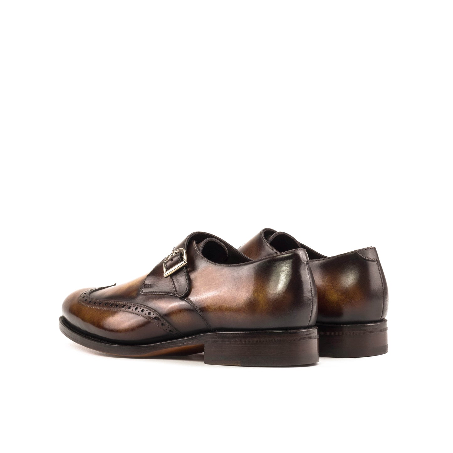 Single Monk Strap in Fire Museum Patina Box Calf, rear three-quarter view